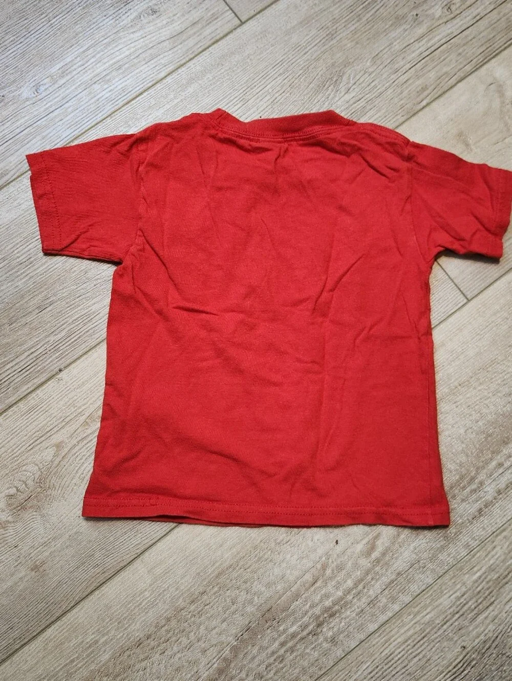 Gildan Red Kids Short Sleeve Tee with Black Text Graphic